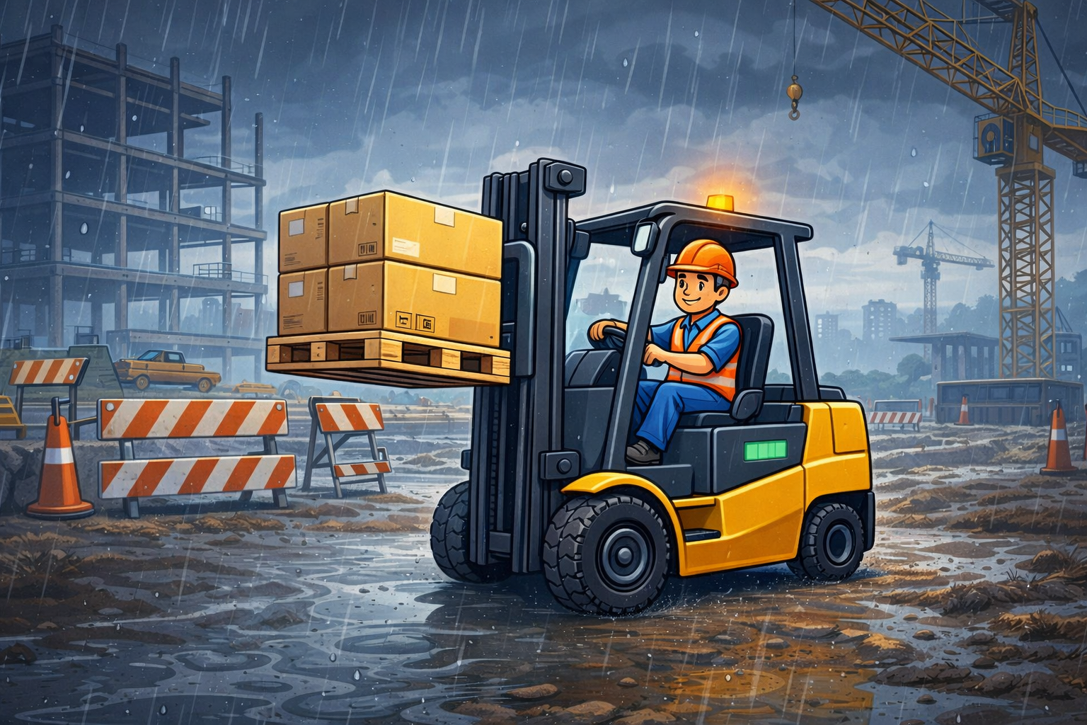 can electric forklifts operate safely in the rain